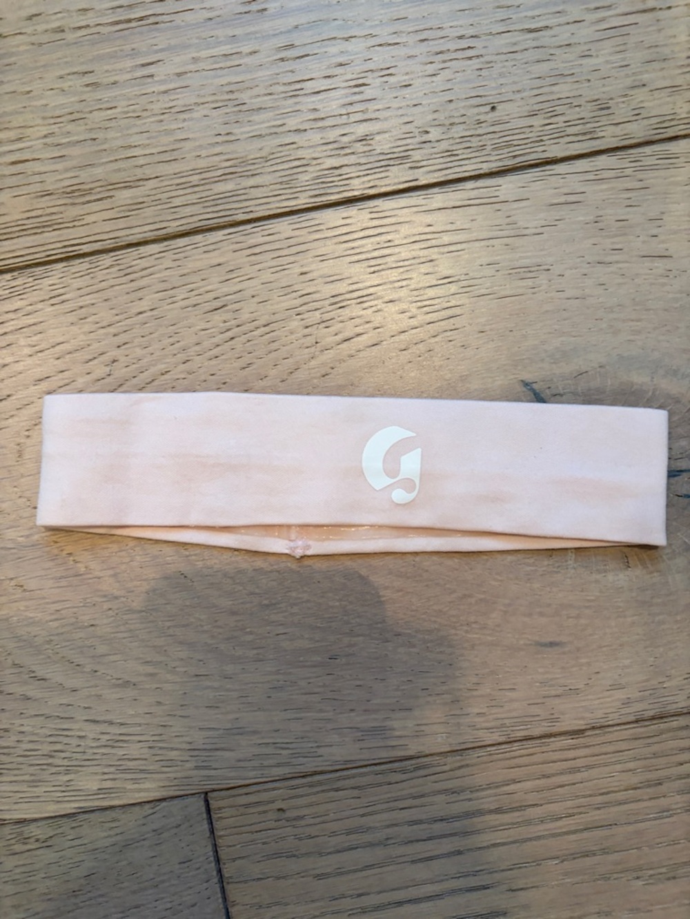 Peach Headband with White Logo - Women's Athletic Accessory